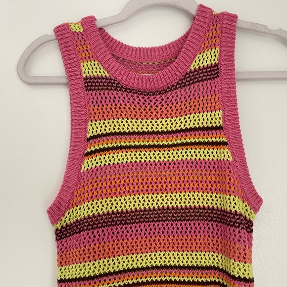 NWOT Colorful Crochet Striped Dress - Picture 3 of 3
